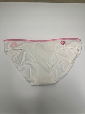 VINTAGE Pink VS 2006 Extreme Low Rider Bikini Panties White with Pink Trim M NWT